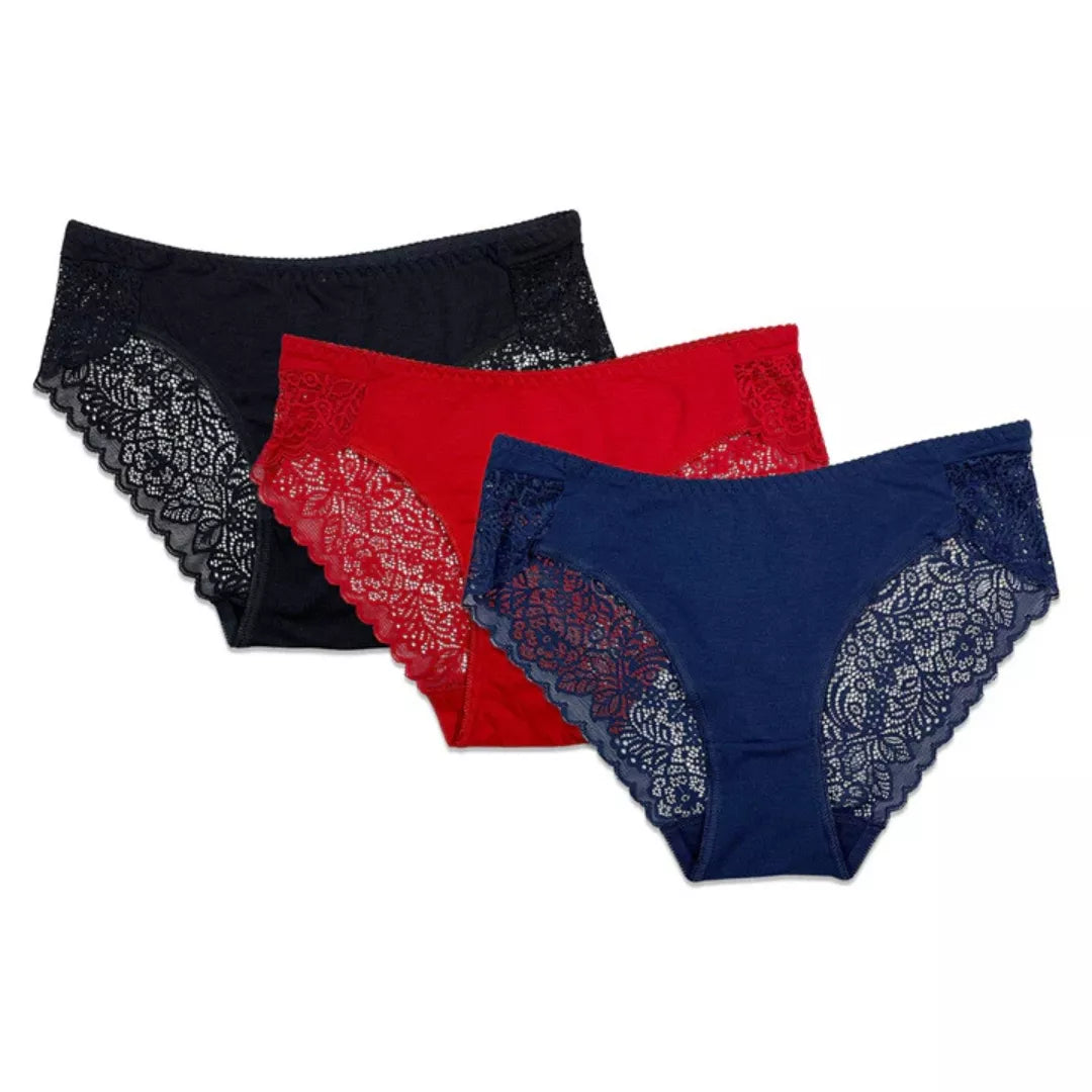 Women’s Pack of 3 Cotton Charm Brief Panties – Soft Comfortable Everyday Underwear