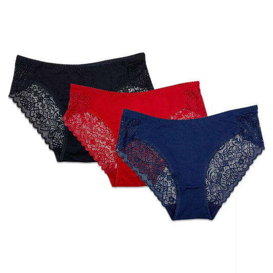 Women’s Pack of 3 Cotton Charm Brief Panties – Soft Comfortable Everyday Underwear