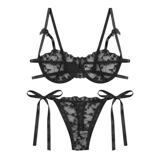 Women’s Arvessa Black Non Padded Bra Set – Elegant Lace Lingerie
