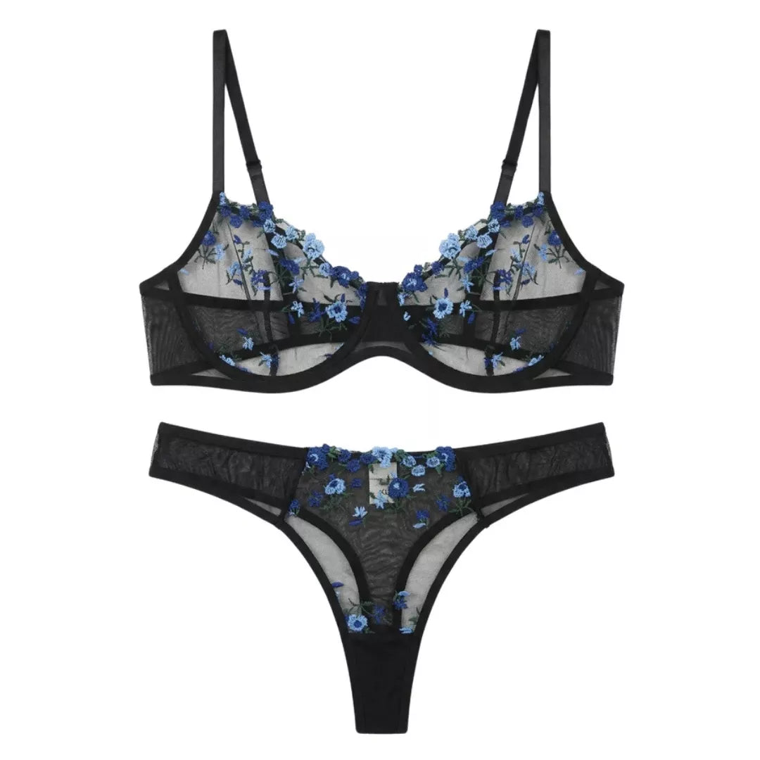 Women’s Rosy Aura Black Non Padded Bra Set – Soft Mesh Lingerie