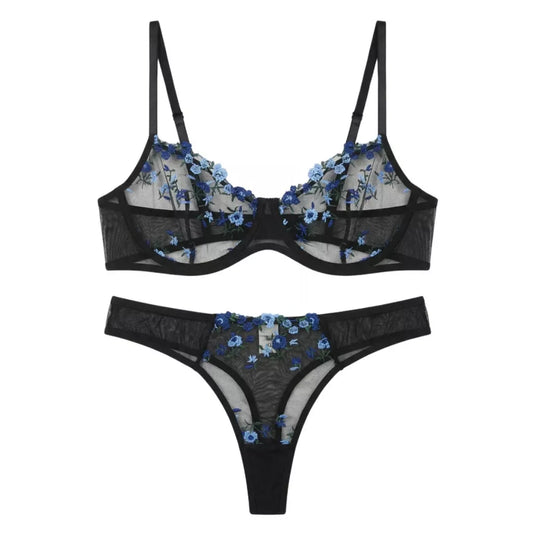 Women’s Rosy Aura Black Non Padded Bra Set – Soft Mesh Lingerie