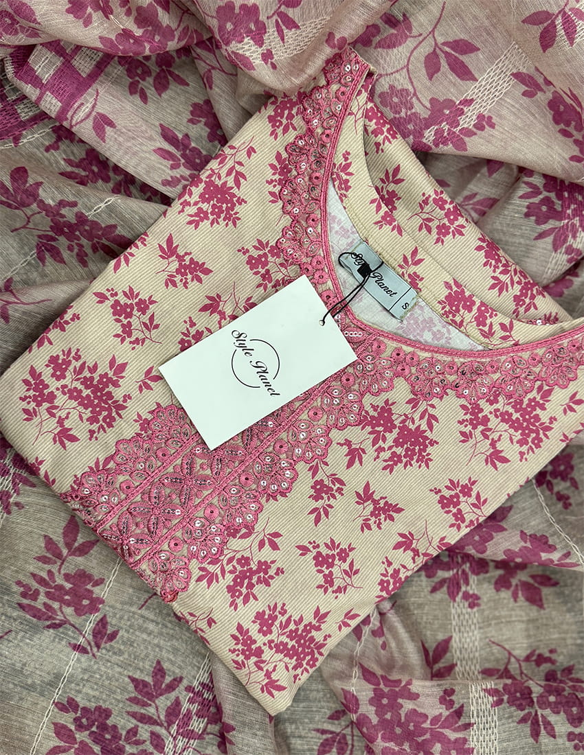 Embroidered Cotton 3 Piece Suit – Culottes Style