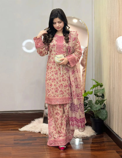 Embroidered Cotton 3 Piece Suit – Culottes Style