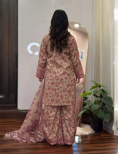 Embroidered Cotton 3 Piece Suit – Culottes Style